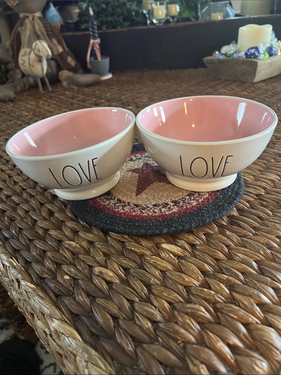 Rae Dunn Other - Rae Dunn 'LOVE' Ceramic Bowls with Pink Interiors - Set of 2